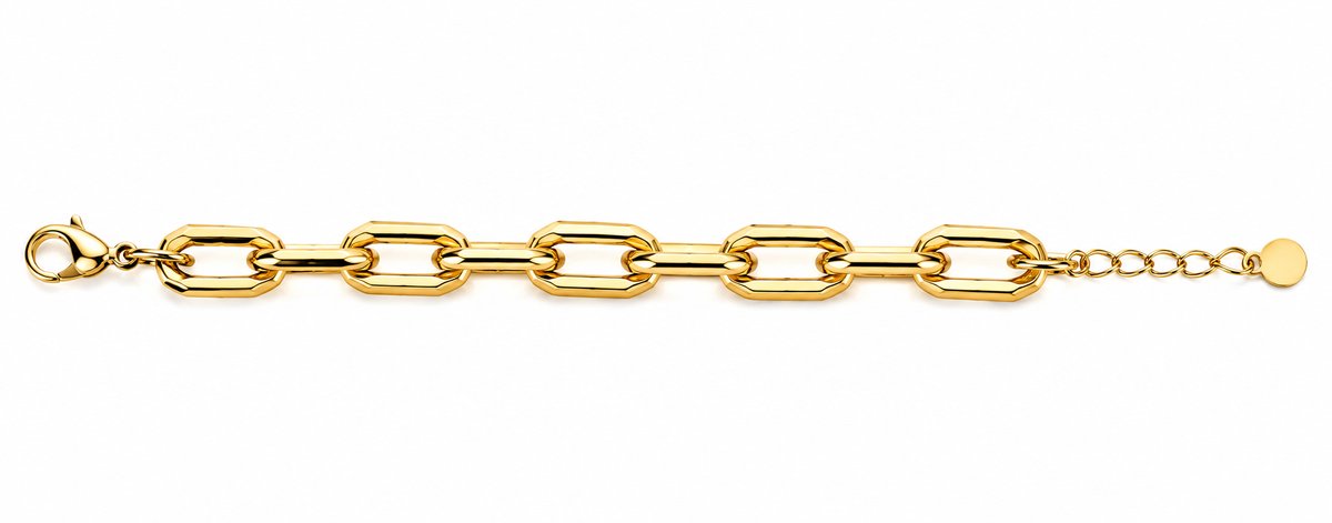 Stainless Steel Geometric Link Bracelet gold
