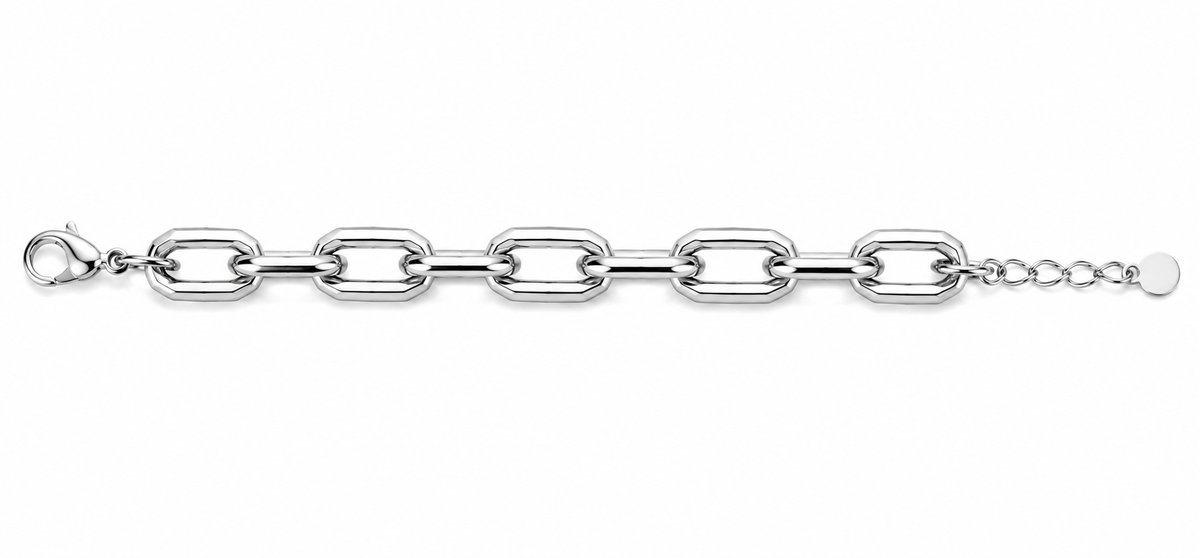Stainless Steel Geometric Link Bracelet silver