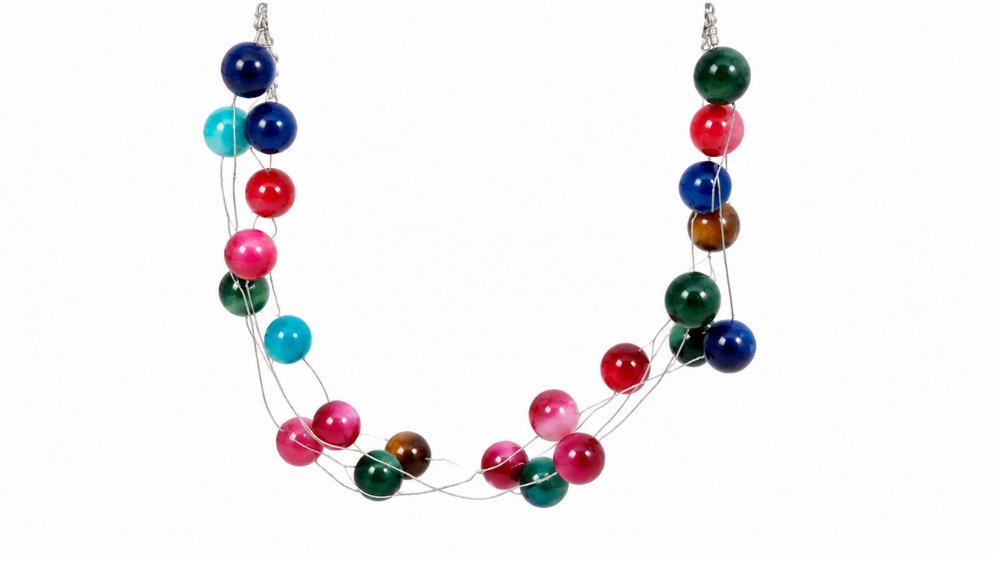 Multi-Strand Colourful Round Bead Necklace
