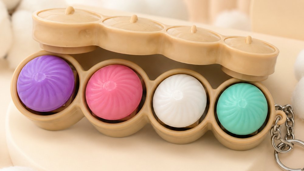 LED Pea Pod Clicker Fidget Keychain – 4 Colourful Buttons