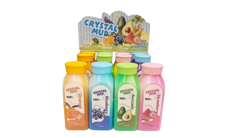 Crystal Mud Fruit Slime Bottle – Stretchy Sensory Toy