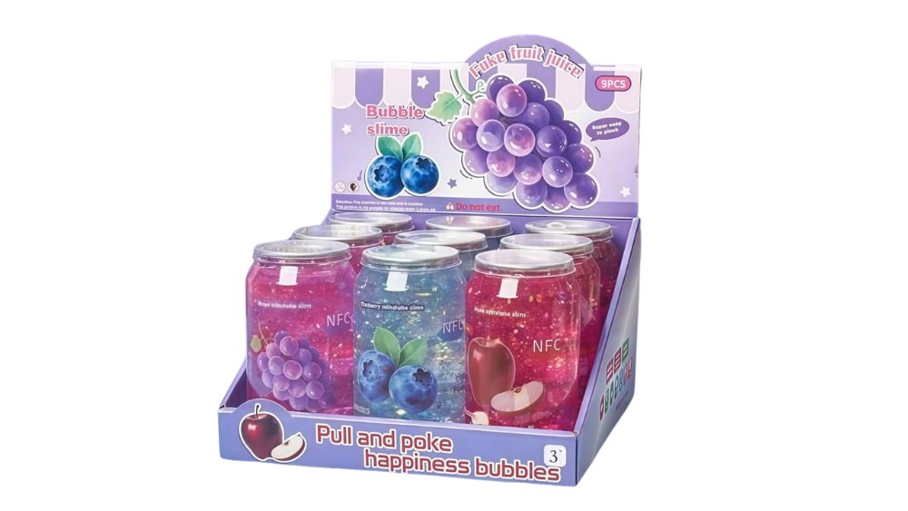 Fake Fruit Juice Bubble Slime – Glitter Sensory Slime Toy for Kids
