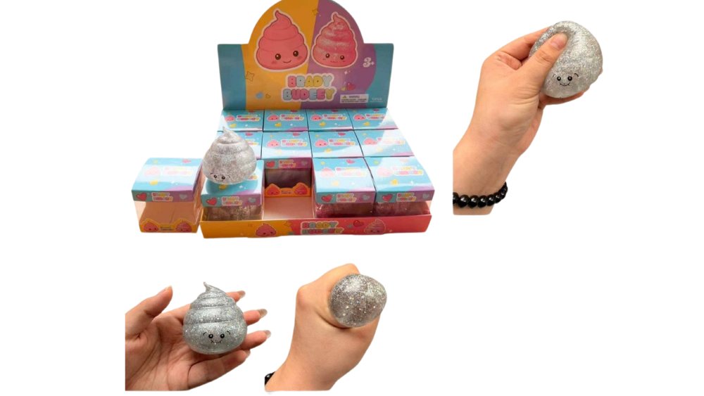 Beady Bubee Glitter Poop Squishy – Sensory Stress Relief Fidget Toy