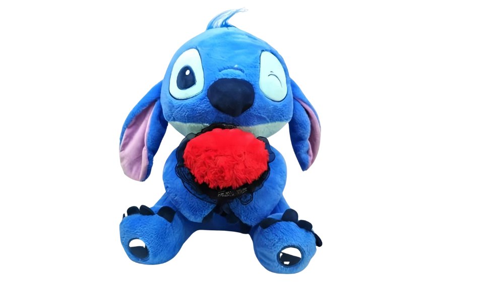 Stitch Plush Toy with Red Heart 35cm – Soft Cuddly Teddy