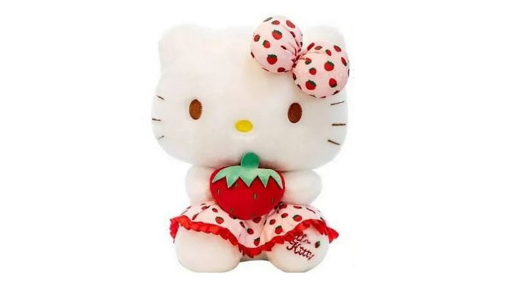 Hello Kitty Strawberry Plush Toy 35cm – Soft Cuddly Teddy