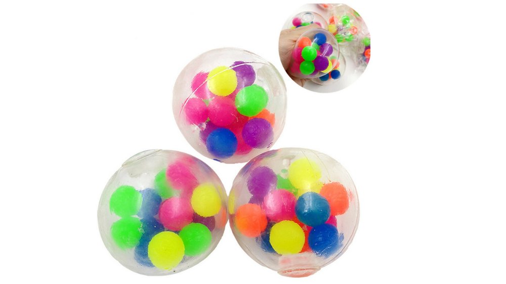 Pom Pom Squishy Ball – Colourful Sensory Stress & Fidget Toy
