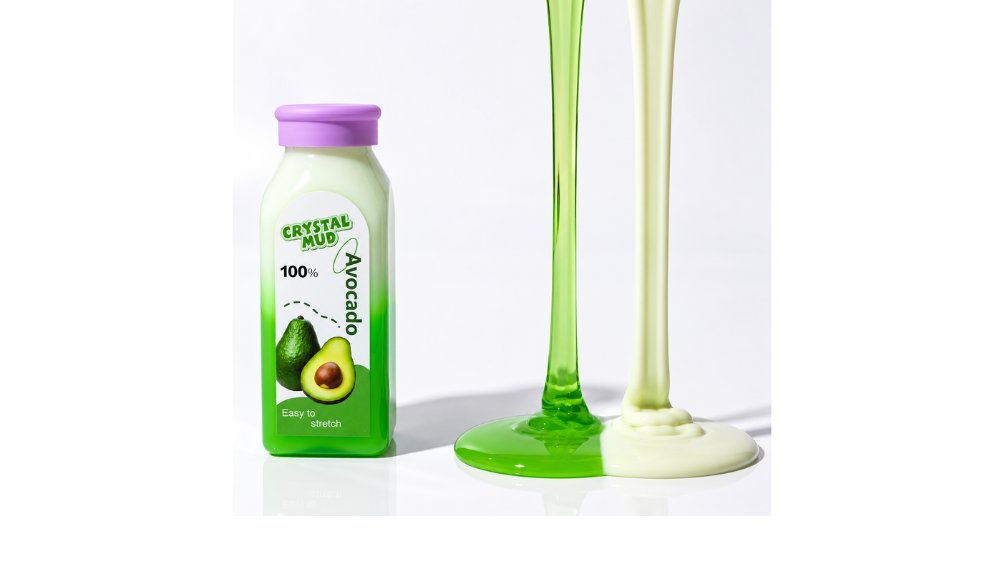 Crystal Mud Avocado Slime Bottle – Stretchy Sensory Toy
