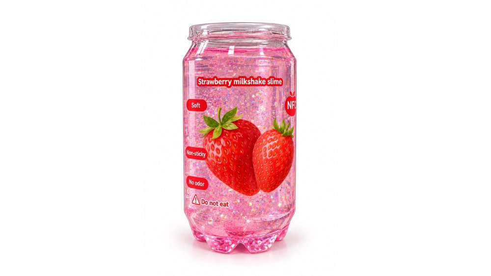 Strawberry Juice Bubble Slime – Glitter Sensory Slime Toy for Kids