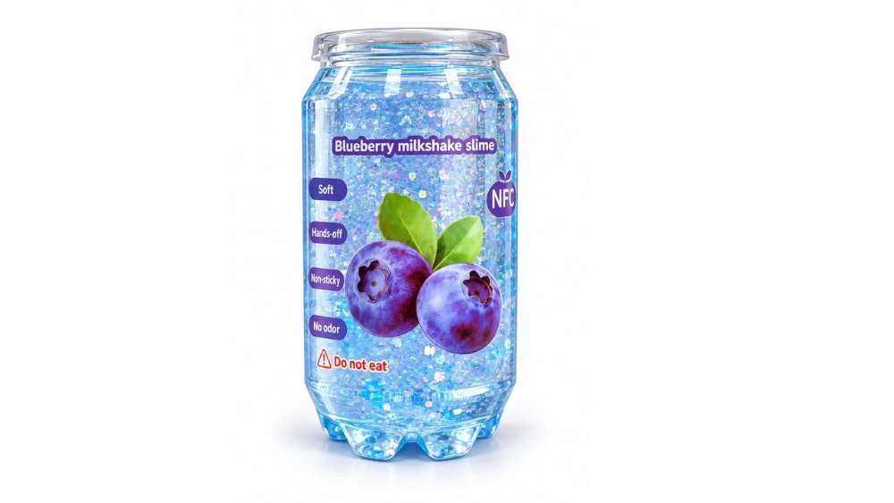 Blueberry Juice Bubble Slime – Glitter Sensory Slime Toy for Kids