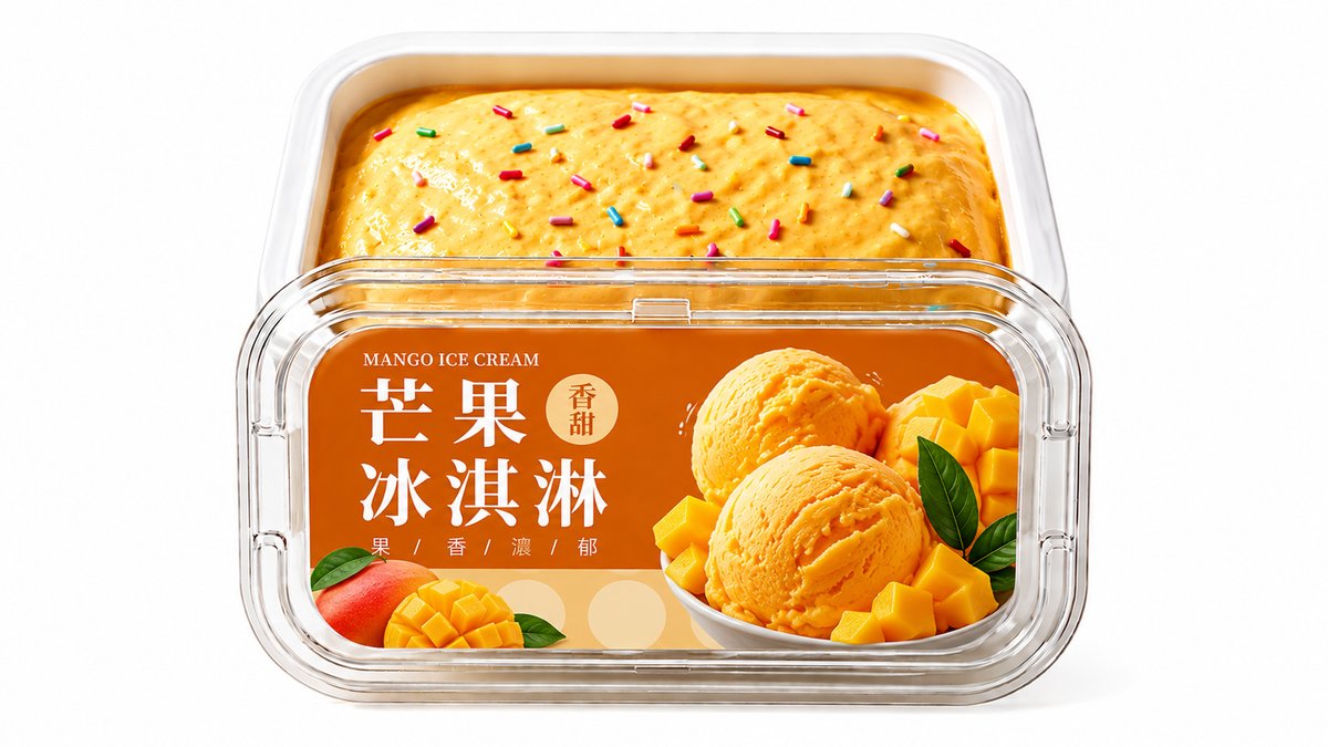 Mango Ice Cream Tub Soft Slow Rise Squishy
