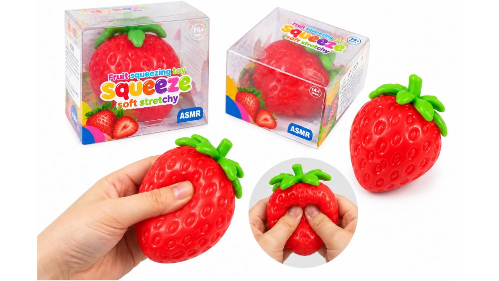 Crunchy Strawberry Block-Filled Squishy – ASMR Squeeze Toy