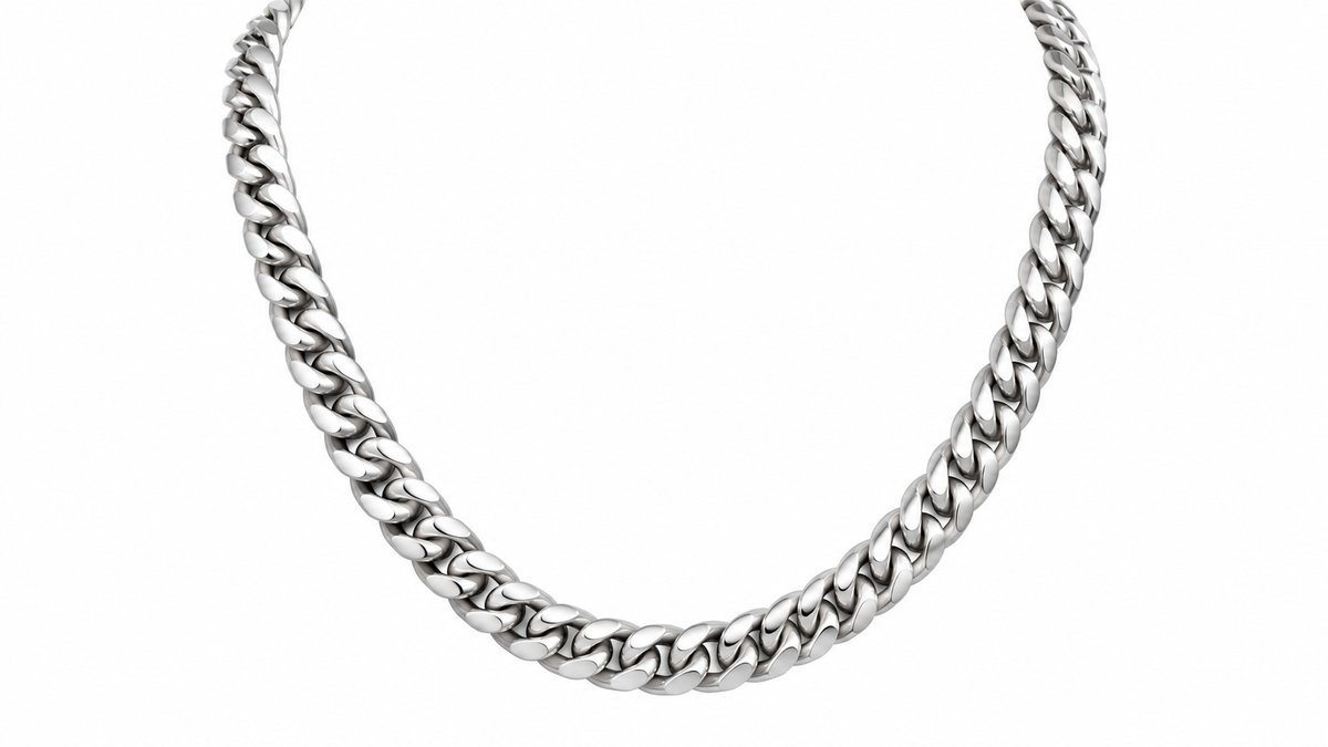 Stainlesteel Silver Cuban Link Chain Necklace – Chunky Unisex Jewelry