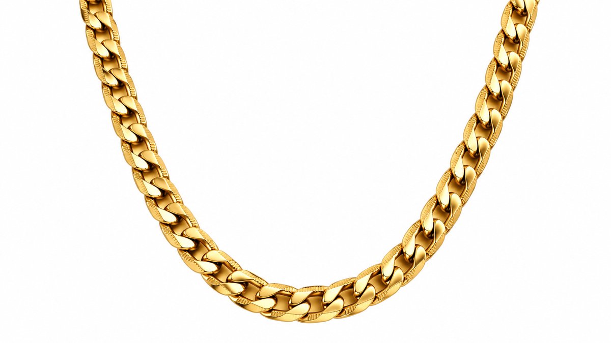 Stainless Steel Gold Textured Cuban Link Chain Necklace – Unisex