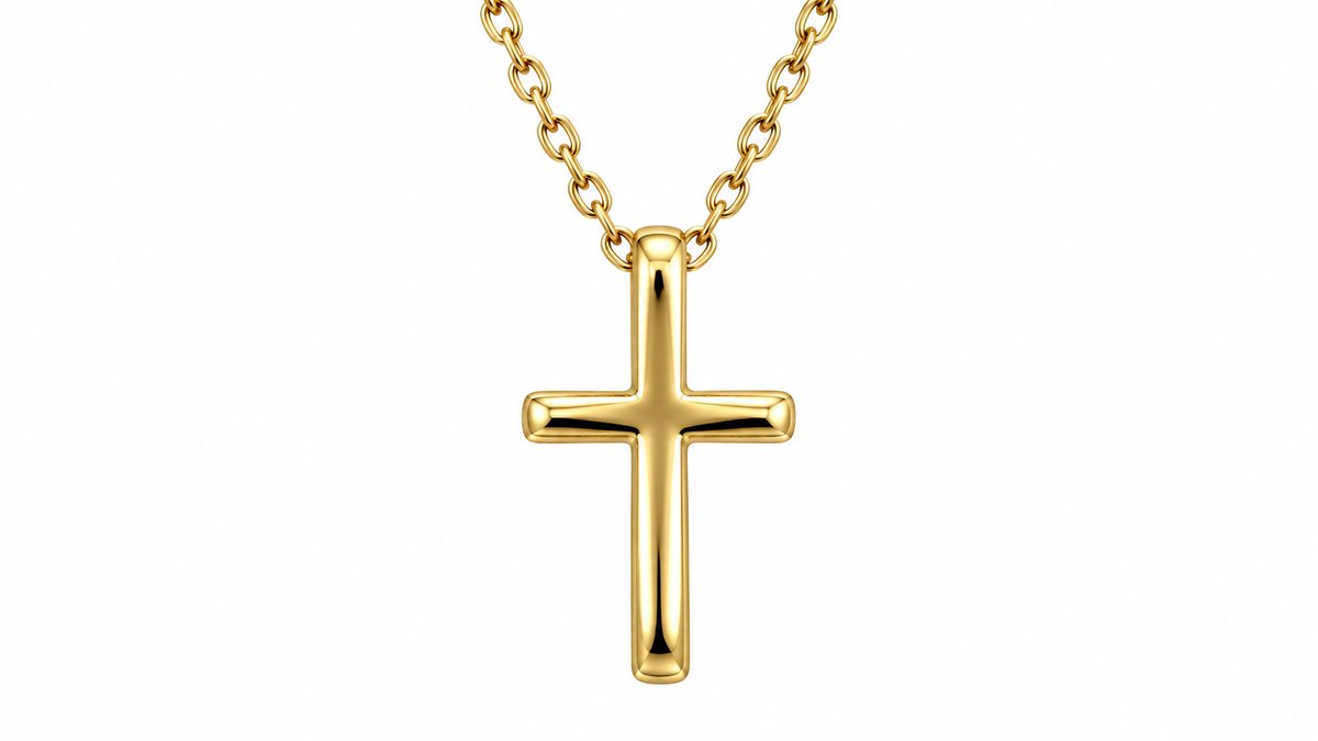 Stainless Steel Gold Minimalist Cross Pendant Necklace