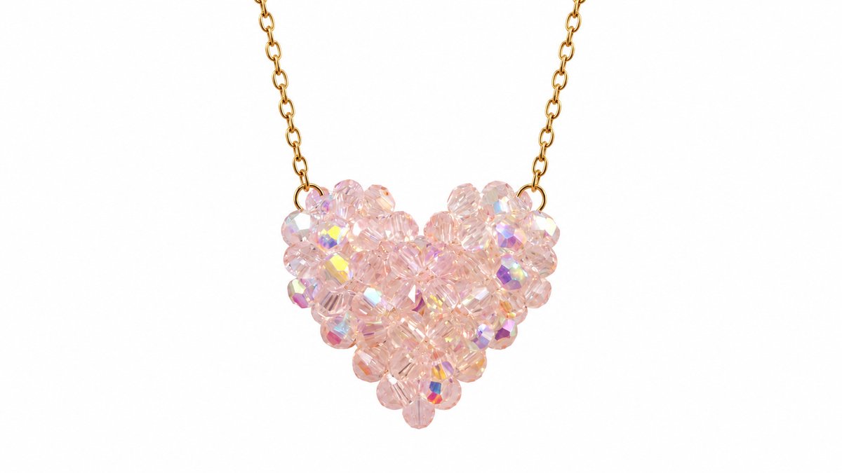 TikTok Viral Pink Crystal Heart Necklace – Stainless Steel Gold Chain