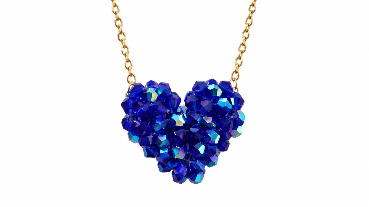 TikTok Viral blue Crystal Heart Necklace – Stainless Steel Gold Chain