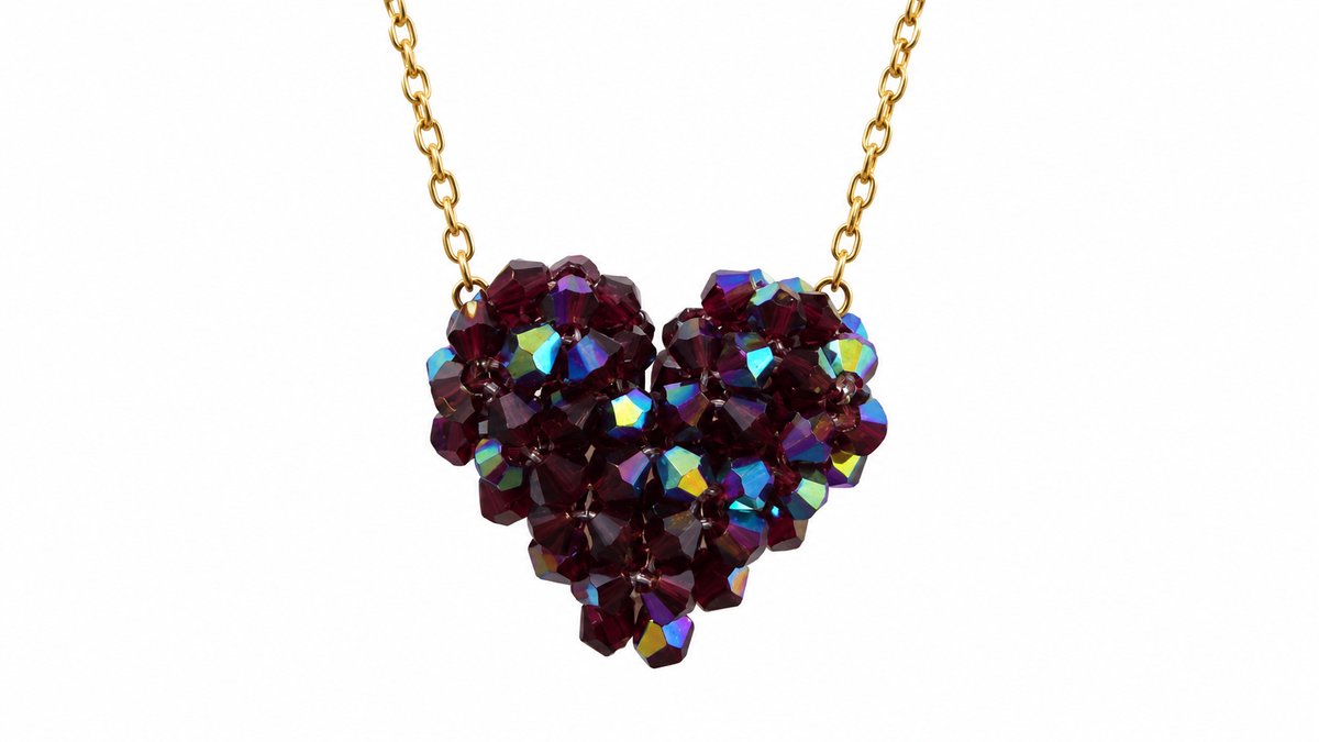 TikTok Viral black Crystal Heart Necklace – Stainless Steel Gold Chain