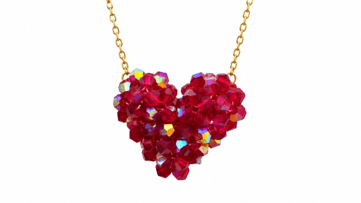 TikTok Viral red Crystal Heart Necklace – Stainless Steel Gold Chain