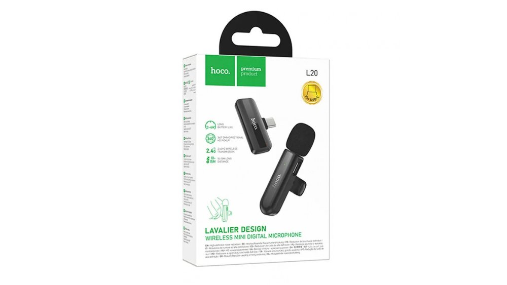 Hoco L20 Wireless Lavalier Microphone with USB-C Receiver