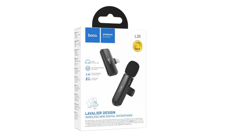 Hoco L20 Wireless Lavalier Microphone for iPhone – Lightning Receiver