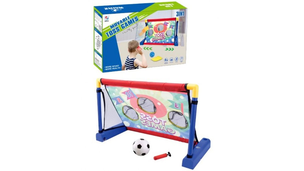 3-in-1 Kids Football Goal & Target Toss Games Set with Ball
