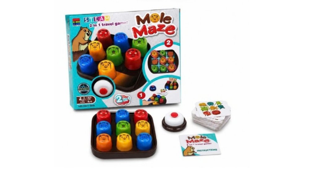 Mole Maze 2-in-1 Travel Game – Whack & Tic-Tac-Toe