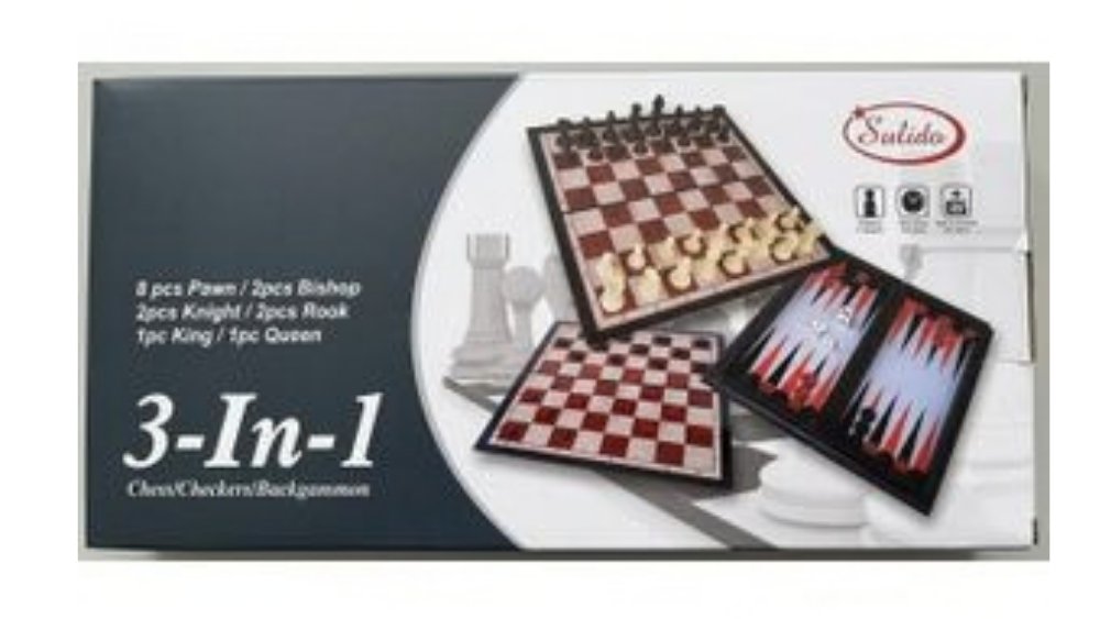 3-in-1 Classic Board Game Set – Chess, Checkers & Backgammon
