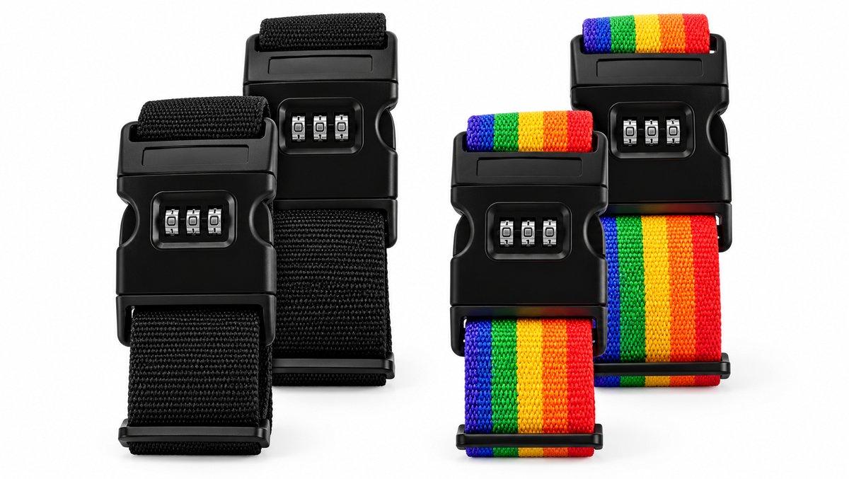 3-Digit Combination Luggage Strap with Security Lock – Assorted Colours
