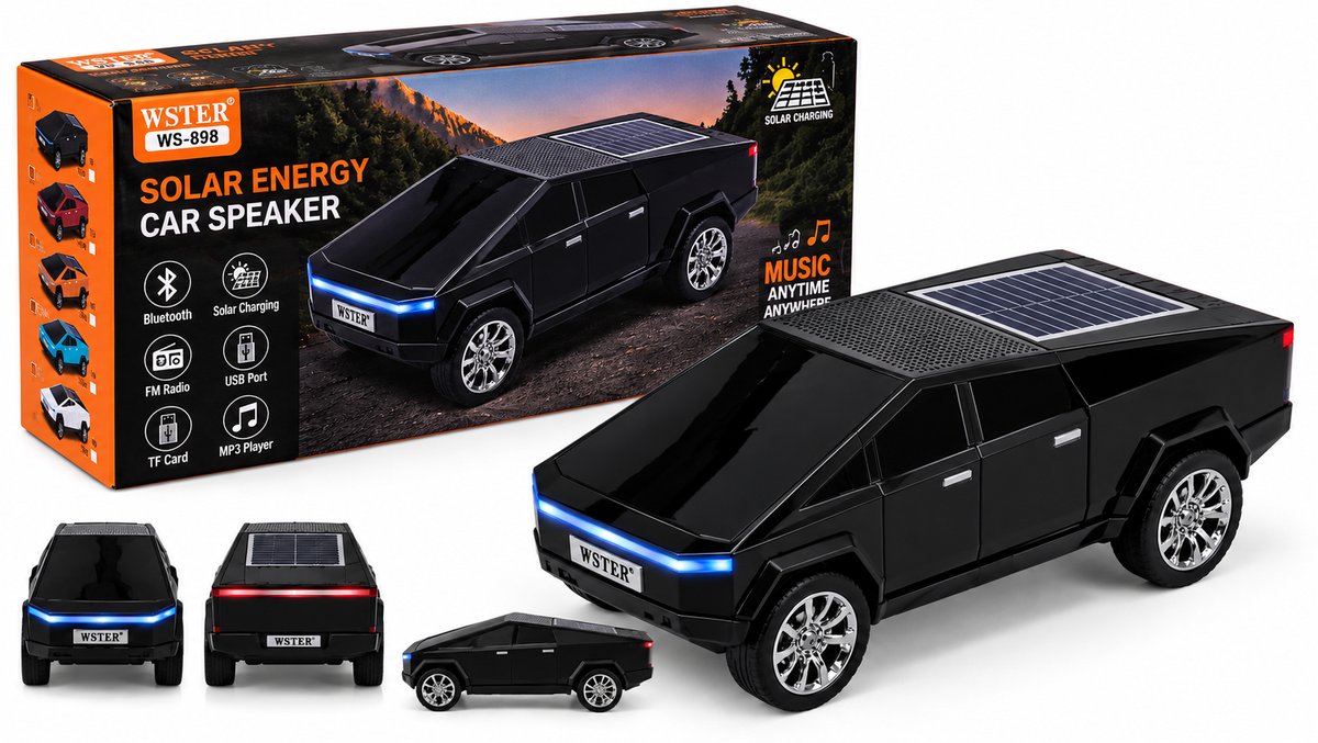 WSTER WS-898 Solar Car Bluetooth Speaker – Black