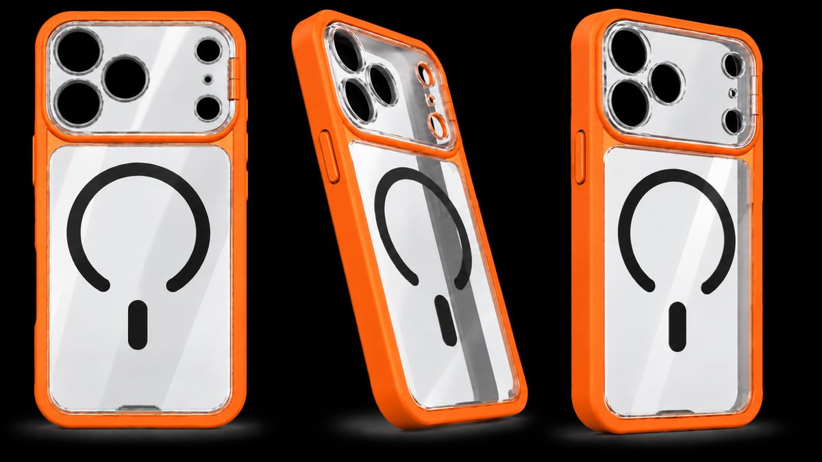 Clear MagSafe Phone Case with Full Camera Protection – orange 18 pro max