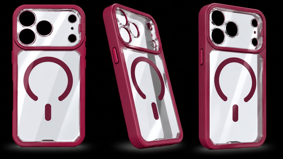 Clear MagSafe Phone Case with Full Camera Protection –Burgundy 18 pro max