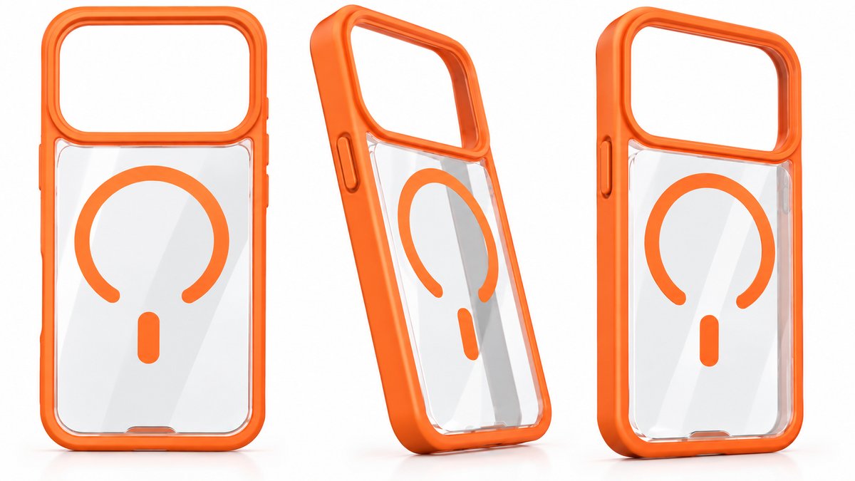 Clear MagSafe Phone Case with Open Camera Design – Orange 17 pro