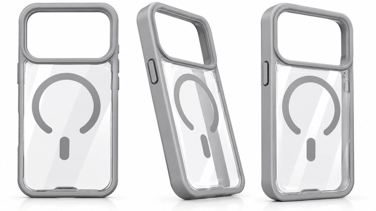 Clear MagSafe Phone Case with Open Camera Design – grey 18 pro max