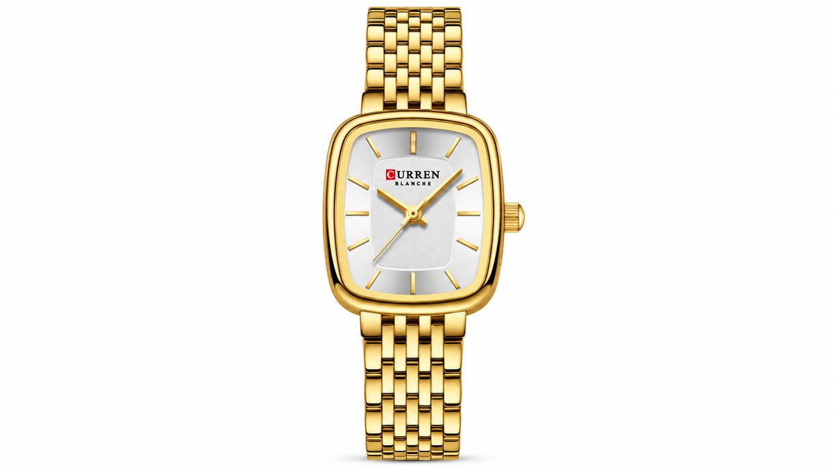 CURREN Blanche Gold Women’s Rectangular Watch with Silver Dial