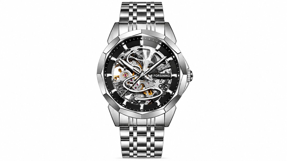 FORSINING Silver Men’s Automatic Skeleton Watch