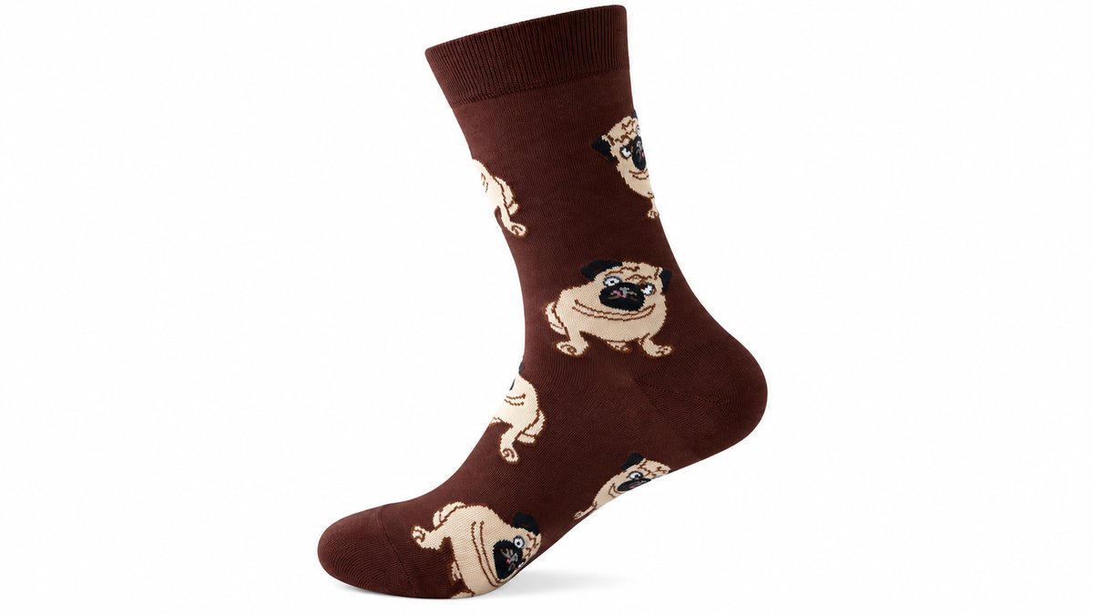 Pug Dog Long Socks – Brown