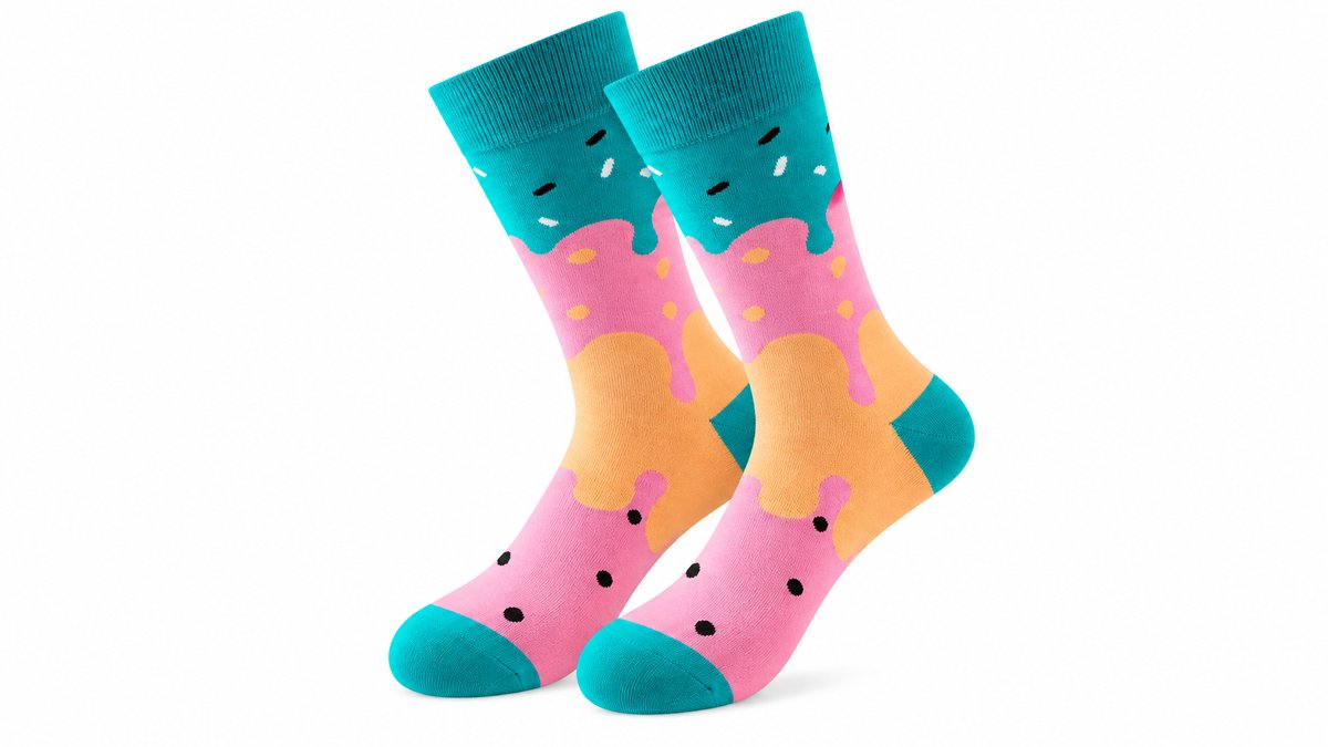 Colorful Abstract Long Socks – Pink & Turquoise
