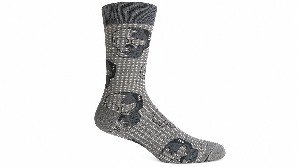 Skull Pattern Long Socks – Grey