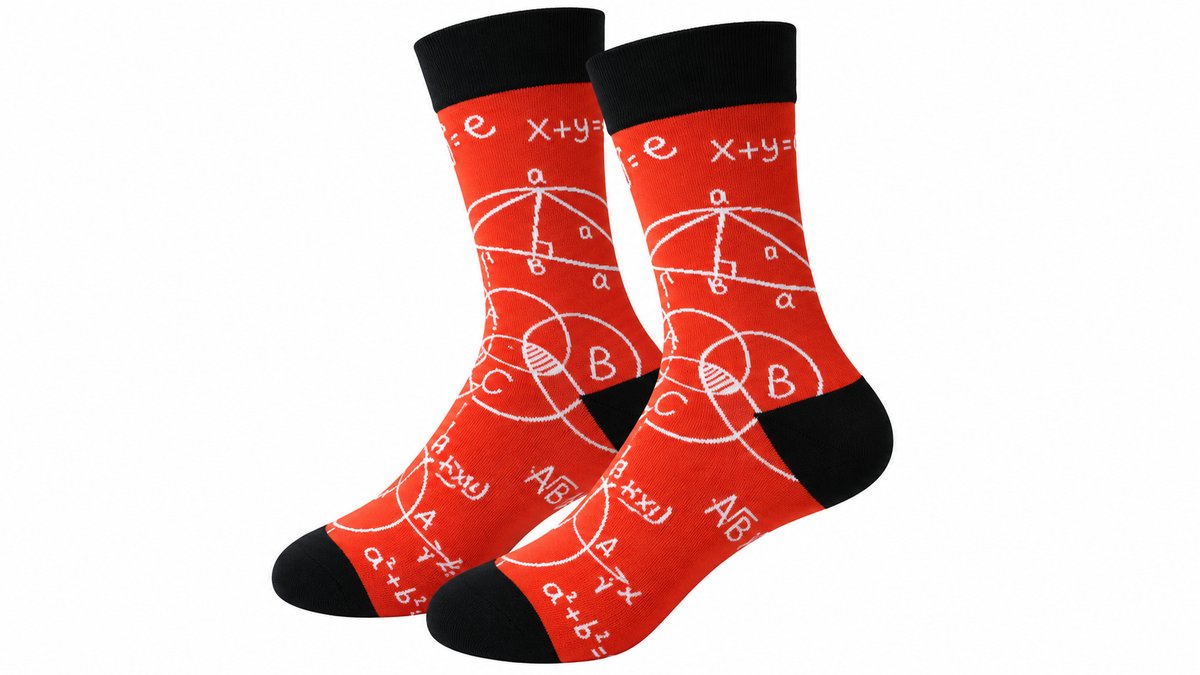 Math Formula Long Socks – Red & Black