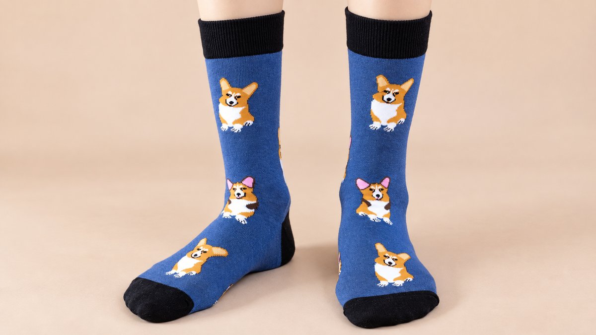 Blue Corgi Dog Long Socks