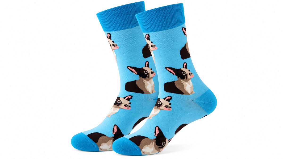 Blue French Bulldog Long Socks
