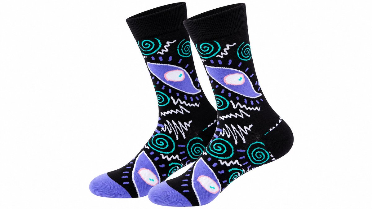 Mystic Eye Black Long Socks