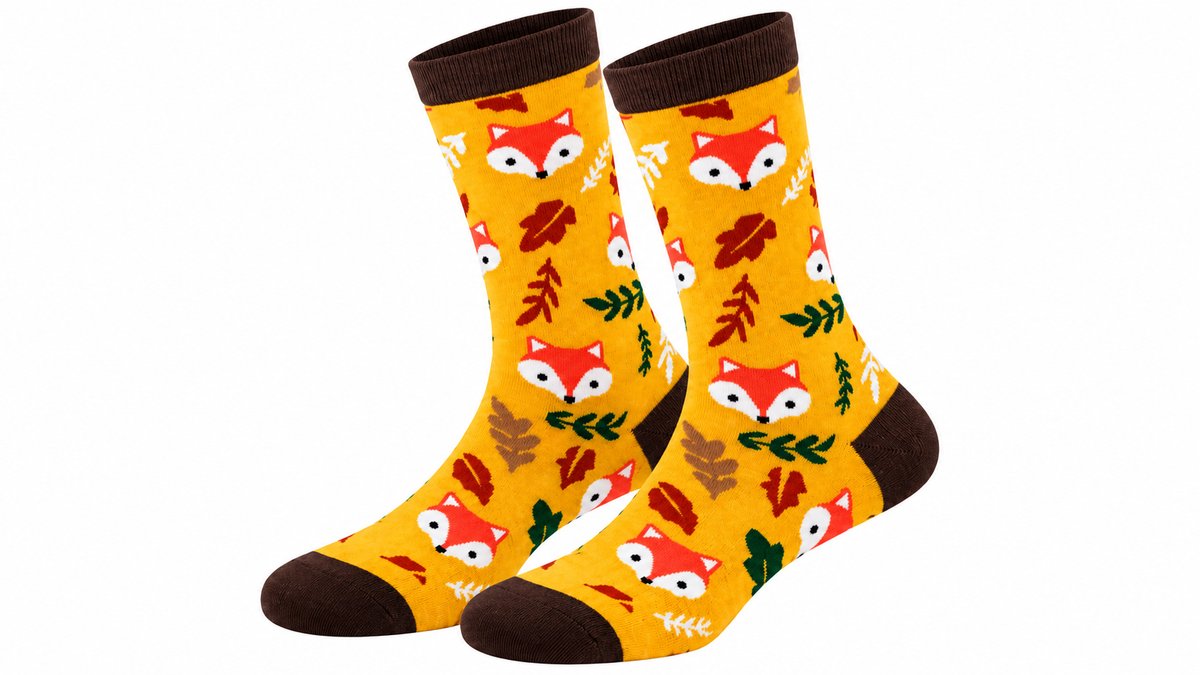 Fox & Autumn Leaves Long Socks