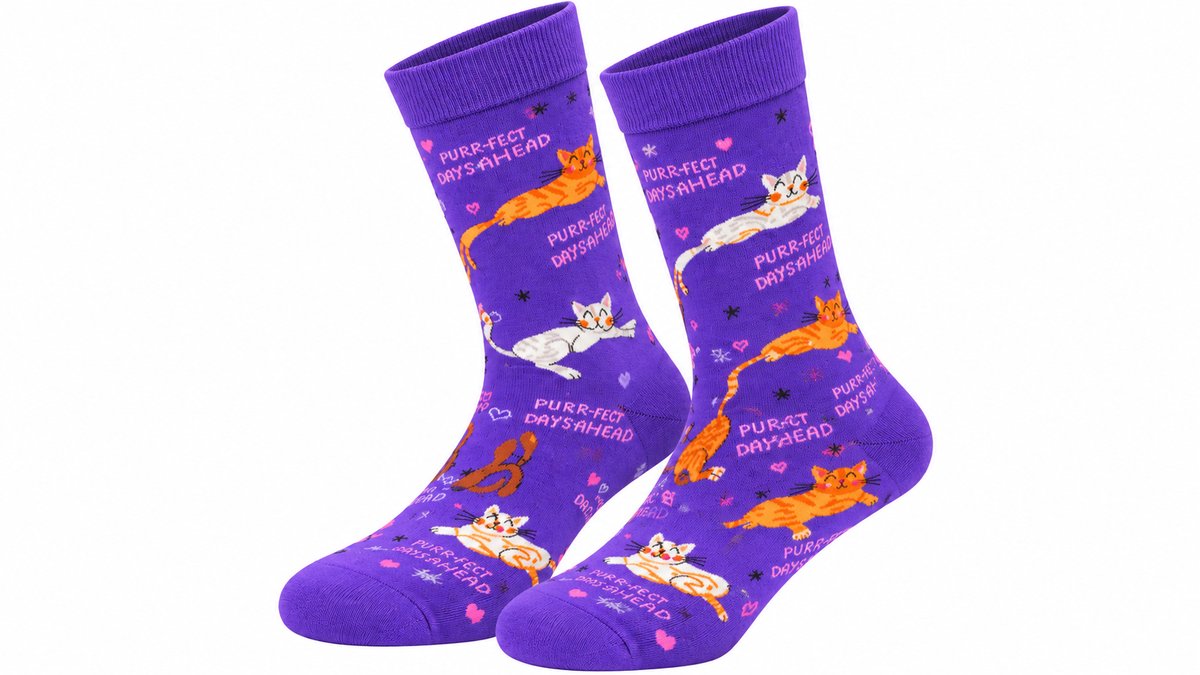Purr-fect Cats Purple Long Socks