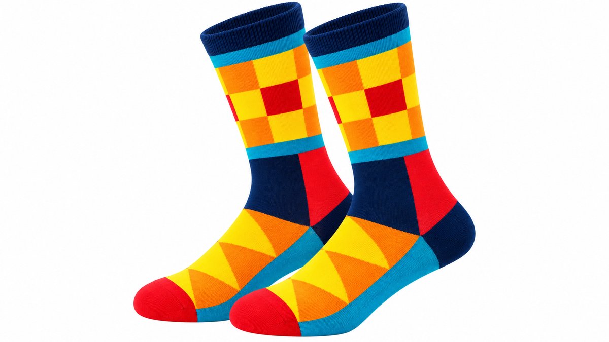 Colourful Geometric Pattern Long Socks