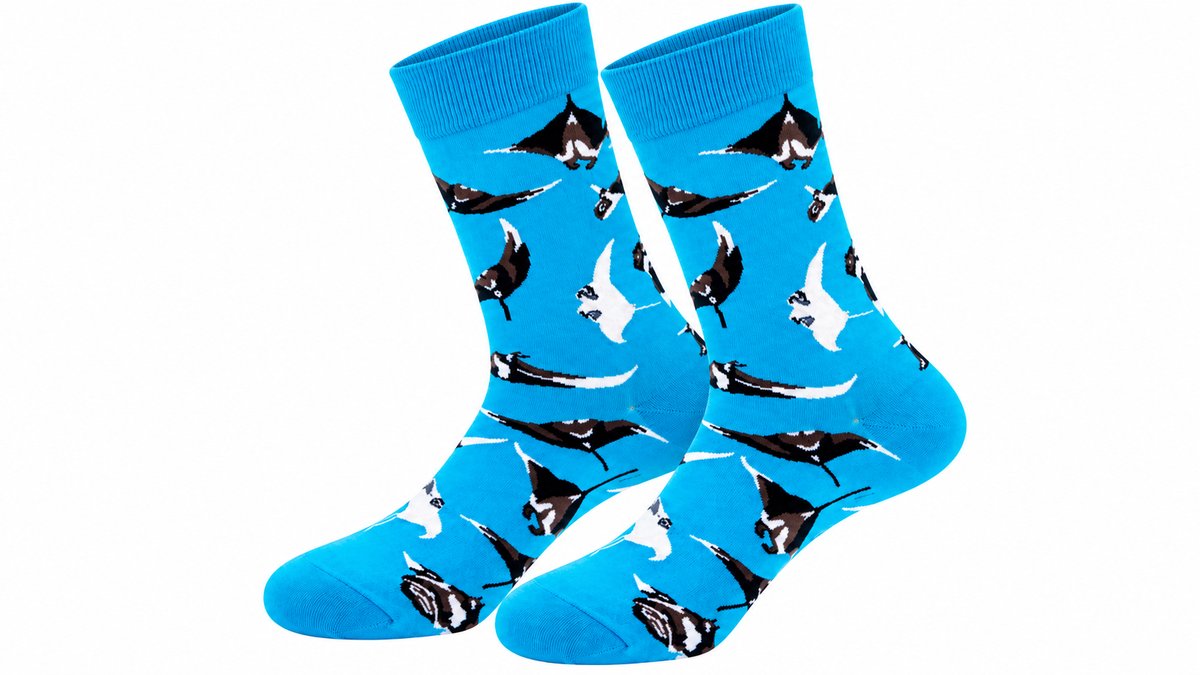 Manta Ray Blue Long Socks
