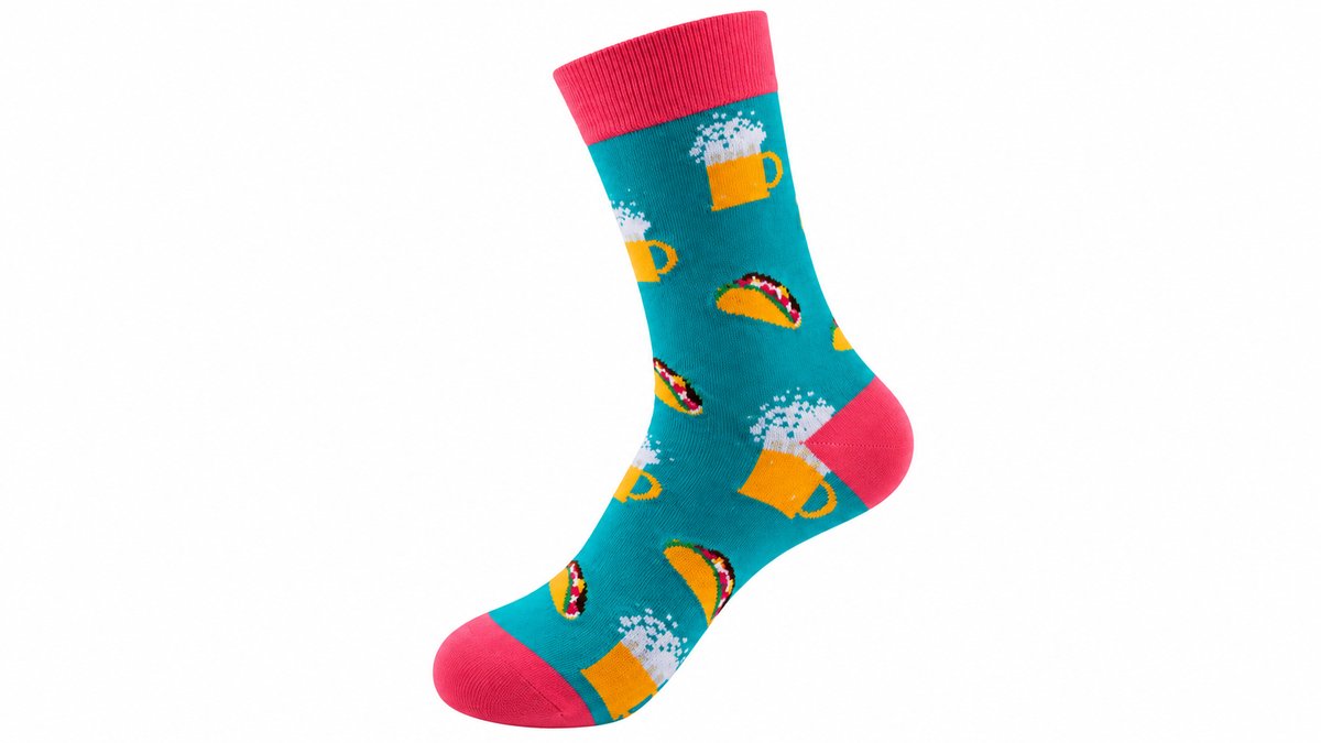 Beer & Tacos Turquoise Long Socks