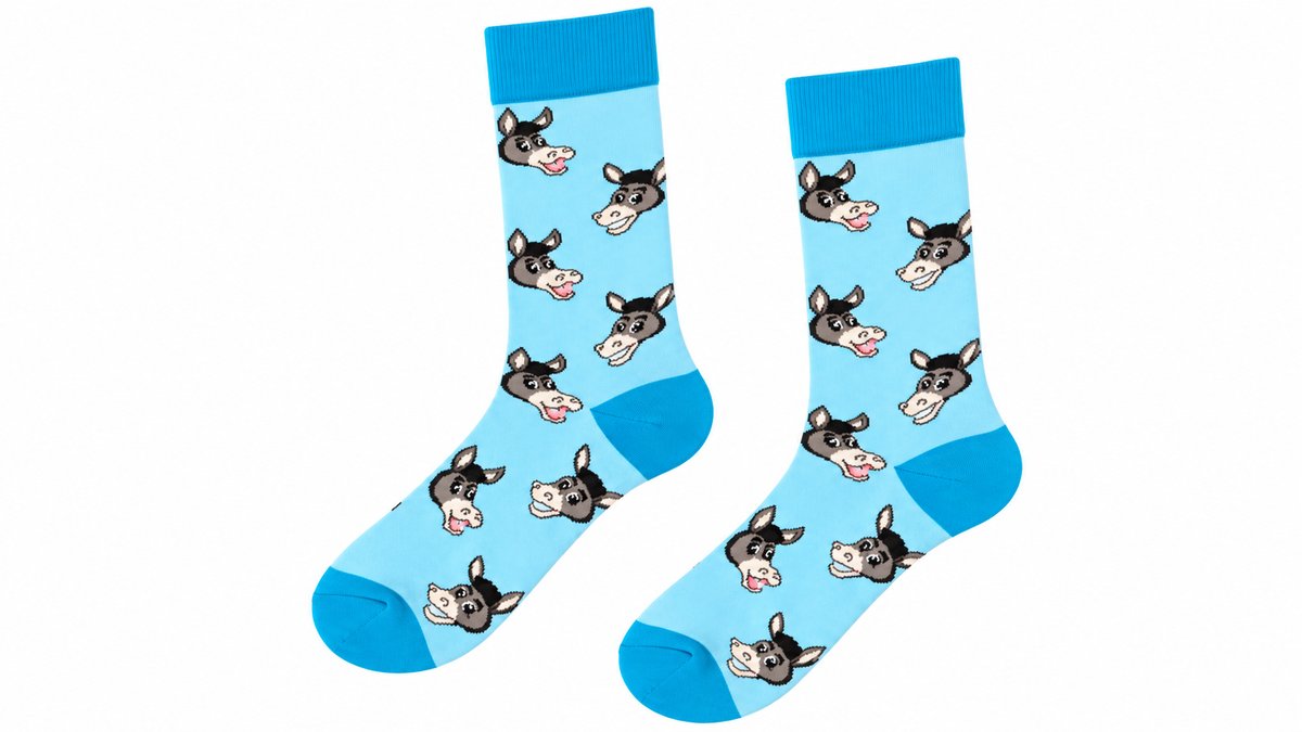 Funny Donkey Blue Long Socks