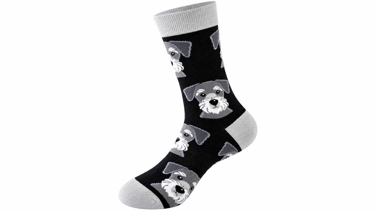 Schnauzer Dog Black Long Socks