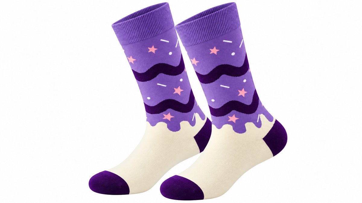 Purple Sprinkle Cake Long Socks